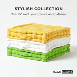 Homescapes Cotton Yellow Floor Cushion, 50 X 50 Cm - thumbnail 6