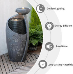 Sunlinua Elegant Outdoor Water Fountain 81Cm Jar With Led Lights And Durable Pump For Garden And Home Décor - thumbnail 3