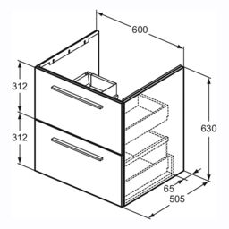 Ideal Standard I.life B Coffee Oak Effect Wall-Mounted Bathroom Vanity Unit (H) 630mm (W) 600mm - thumbnail 7