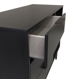 Hong Kong Ready Assembled Matt Black Media Unit With 2 Shelves & 3 Drawers, (H)97Cm X (W)74Cm X (D)39.5Cm - thumbnail 6