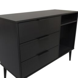 Hong Kong Ready Assembled Matt Black Media Unit With 2 Shelves & 3 Drawers, (H)97Cm X (W)74Cm X (D)39.5Cm - thumbnail 5