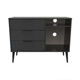 Hong Kong Ready Assembled Matt Black Media Unit With 2 Shelves & 3 Drawers, (H)97Cm X (W)74Cm X (D)39.5Cm - thumbnail 2