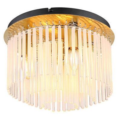 Luminosa Lighting Luminosa Gorley Ceiling Light Gold Colours Matt Opal Glass Shade 5X E14 - image 1