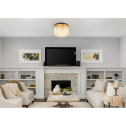 Luminosa Lighting Luminosa Gorley Ceiling Light Gold Colours Matt Opal Glass Shade 5X E14 - thumbnail 4