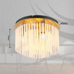 Luminosa Lighting Luminosa Gorley Ceiling Light Gold Colours Matt Opal Glass Shade 5X E14 - thumbnail 5