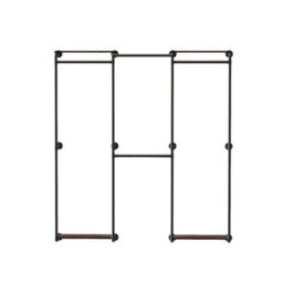 Industrial Pipe Clothes Rack Wall Mounted With Shelves - thumbnail 1