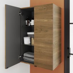 GoodHome Imandra Deep Matt Walnut Effect Bathroom Double Wall Cabinet (H)90Cm (W)60Cm - thumbnail 4