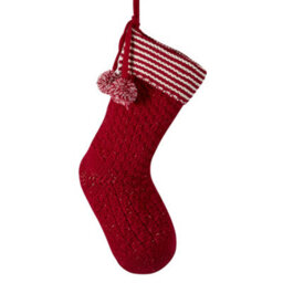 Dibor Red Chunky Knit Pom Pom Xmas Gift Decoration Christmas Stocking For Kids - thumbnail 2