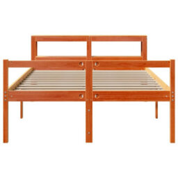 Berkfield Bed Frame With Headboard Without Mattress Wax Brown 120X190 Cm Small Double - thumbnail 4