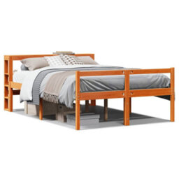 Berkfield Bed Frame With Headboard Without Mattress Wax Brown 120X190 Cm Small Double - thumbnail 2