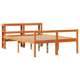 Berkfield Bed Frame With Headboard Without Mattress Wax Brown 120X190 Cm Small Double - thumbnail 3
