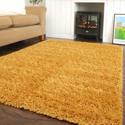 Loomed Super Soft Yellow Ochre Shaggy Area Rug - image 1