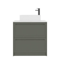 Royal Bathrooms Royal Bathroom Elmore 800mm Matt Green Freestanding Bathroom Vanity Unit 2 Drawer Plain White Worktop With Peak Basin - thumbnail 7