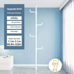 Adjustable Clothes Rod 1.1-3.1M White No-Drill - thumbnail 2
