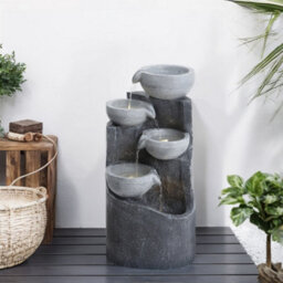 Breeins Solar Powered Cascading Rockery Garden Water Feature  Garden Layered Led Fountain Outdoor Ornament Statue Fountain  H 62Cm - thumbnail 2