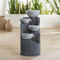 Breeins Solar Powered Cascading Rockery Garden Water Feature  Garden Layered Led Fountain Outdoor Ornament Statue Fountain  H 62Cm - thumbnail 1