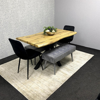 Kosy Koala Dining Table Set With 2 Black Chairs And 2 Grey Benches Kitchen Dining Room Furniture - image 1