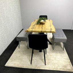 Kosy Koala Dining Table Set With 2 Black Chairs And 2 Grey Benches Kitchen Dining Room Furniture - thumbnail 9