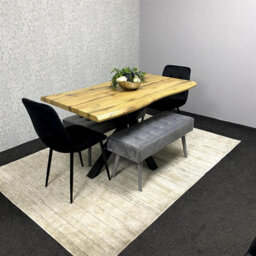 Kosy Koala Dining Table Set With 2 Black Chairs And 2 Grey Benches Kitchen Dining Room Furniture