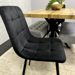 Kosy Koala Dining Table Set With 2 Black Chairs And 2 Grey Benches Kitchen Dining Room Furniture - thumbnail 5