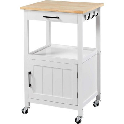 Modern Kitchen Storage Trolley With 2 Shelves & Lockable Rolling Wheels, White - image 1