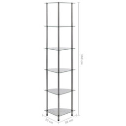 Berkfield 6-Tier Shelf Transparent 30X30X160 Cm Tempered Glass - thumbnail 6