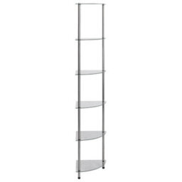Berkfield 6-Tier Shelf Transparent 30X30X160 Cm Tempered Glass - thumbnail 4