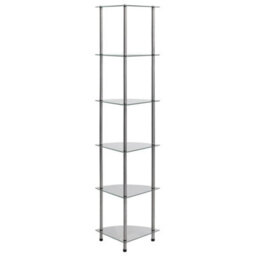 Berkfield 6-Tier Shelf Transparent 30X30X160 Cm Tempered Glass - thumbnail 3