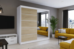 Sliding Wardrobe Talin Iii 180Cm Black Artisan Oak Finish With Mirror Sonoma & Led - thumbnail 7