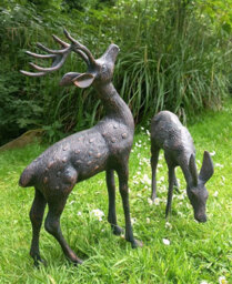 Inspirational Gifting Medium Stag And Doe Deer Garden Sculptures Cast Aluminium With Aged Finish - thumbnail 4