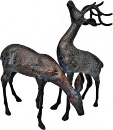 Inspirational Gifting Medium Stag And Doe Deer Garden Sculptures Cast Aluminium With Aged Finish - thumbnail 5