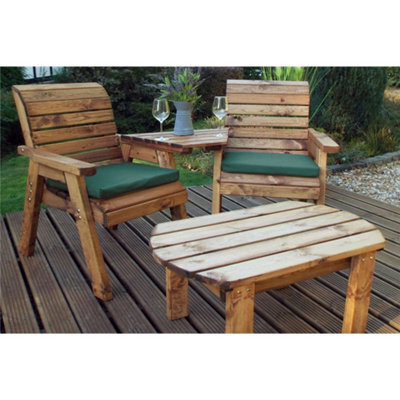 Marlborough Traditional Twin Companion Dining Set Angled With 2 X Chair Cushion Green - image 1