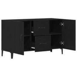 Berkfield Black Oak Sideboard - 100 X 36 X 60 Cm - Made Of Engineered Wood - thumbnail 5