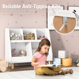 Costway 5-Cube Kids Bookshelf And Toy Organizer Wooden Storage Bookcase W/ Wood Legs - thumbnail 5