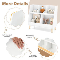 Costway 5-Cube Kids Bookshelf And Toy Organizer Wooden Storage Bookcase W/ Wood Legs - thumbnail 6