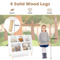 Costway 5-Cube Kids Bookshelf And Toy Organizer Wooden Storage Bookcase W/ Wood Legs - thumbnail 4