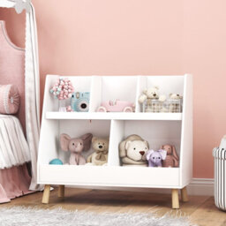 Costway 5-Cube Kids Bookshelf And Toy Organizer Wooden Storage Bookcase W/ Wood Legs - thumbnail 7
