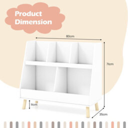 Costway 5-Cube Kids Bookshelf And Toy Organizer Wooden Storage Bookcase W/ Wood Legs - thumbnail 3