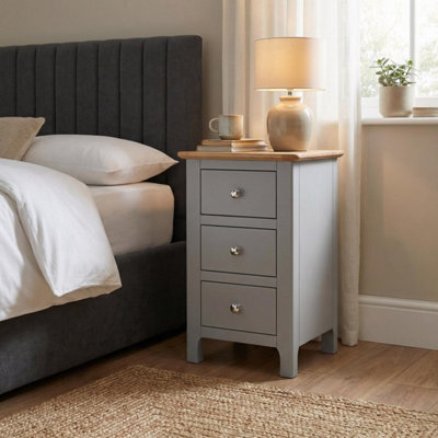 Fwstyle Pair Of 2 Ready Assembled Taberno 3 Drawer Bedside Chest Of Drawers Nightstands Dove Grey (H) 58 (W) 34 (D) 35Cm - image 1