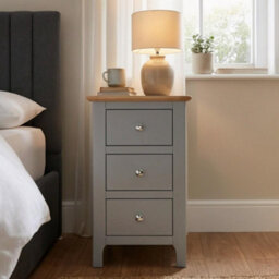 Fwstyle Pair Of 2 Ready Assembled Taberno 3 Drawer Bedside Chest Of Drawers Nightstands Dove Grey (H) 58 (W) 34 (D) 35Cm - thumbnail 2