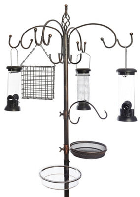 Ruddings Wood Metal Wild Bird Feeding Station Complete With 4 Bird Feeders Bronze Effect Finish - image 1