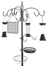 Ruddings Wood Metal Wild Bird Feeding Station Complete With 4 Bird Feeders Bronze Effect Finish - thumbnail 1
