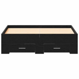 Berkfield Modern Bed Frame With Drawers Black Oak 120X200 Cm Engineered Wood - thumbnail 6