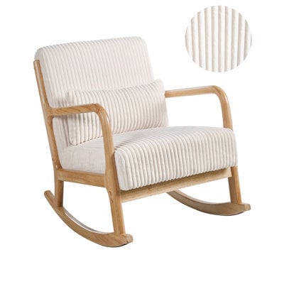 Beliani Rocking Chair Sorsele Corduroy White - image 1