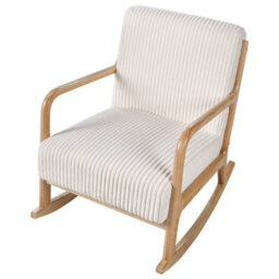 Beliani Rocking Chair Sorsele Corduroy White - thumbnail 8