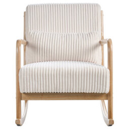 Beliani Rocking Chair Sorsele Corduroy White - thumbnail 5