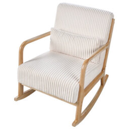 Beliani Rocking Chair Sorsele Corduroy White - thumbnail 7