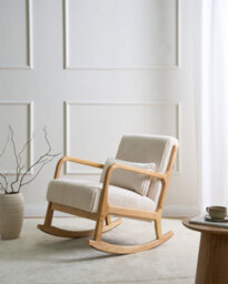 Beliani Rocking Chair Sorsele Corduroy White - thumbnail 2