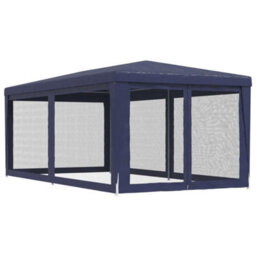 Walplus Party Tent Garden Gazebo Canopy With 6 Mesh Sidewalls Blue 3X6 M Hdpe - thumbnail 5