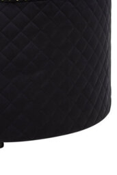 Premier Housewares Interiors By Premier Round Black Velvet Ottoman, Luxurious Padded Footstool With Button Tufted Seat, Stud Detail Tufted Sides - thumbnail 4